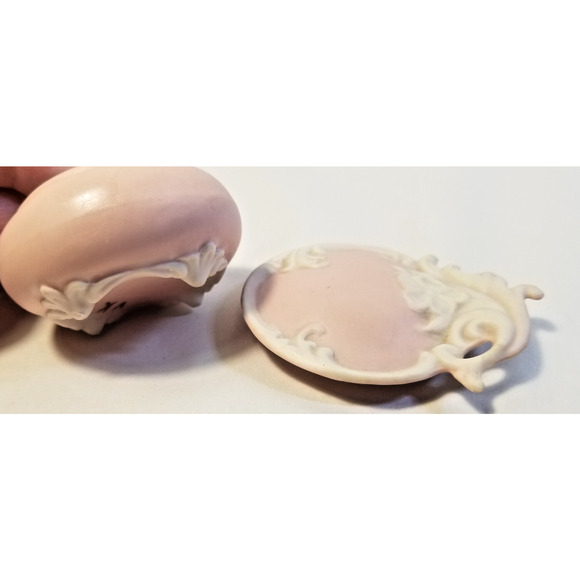 Antique Pink Porcelain Button Trinket Vanity Dresser Box V.K. Germany - Picture 2 of 8